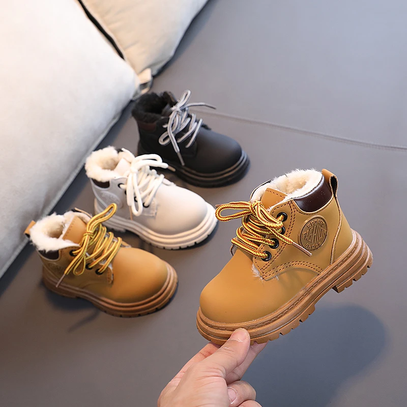 

New Winter Kids' Footwear Fleece-Lined Snow Boots Boys Yellow Cotton Boots Comfort Anti Slip Girls Anti-Slip Boots Cozy Warm