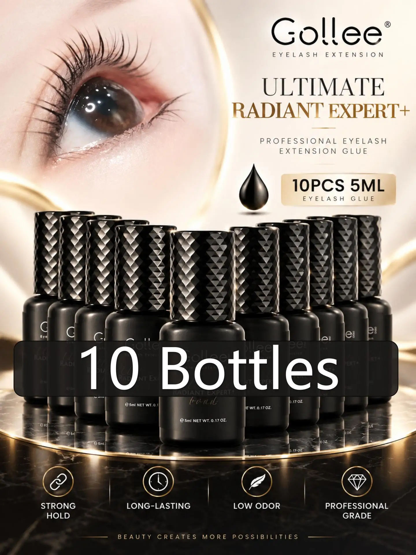Gollee 0.5s Fast Drying Wholesale Price 10PCS Gule Lash Eyelash Hypoallergenic Ladhesivo pestañas supplies eyelash extensions