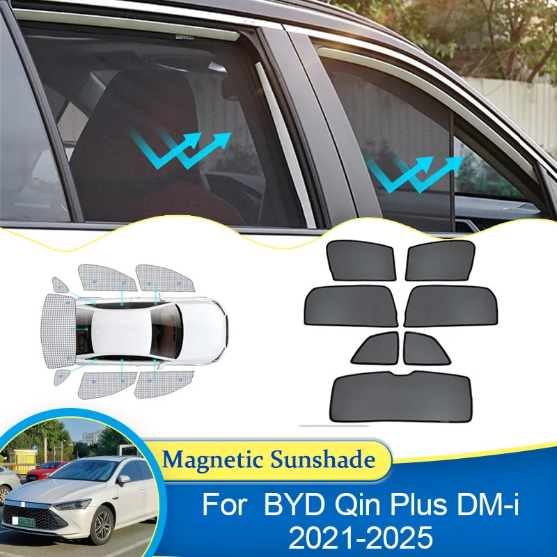 

For BYD Qin Plus DM-i 2021 2022 2023 2024 2025 Sunshade Windshield Magnetic Curtains Shading Sunshade Visor Car Auto Accessories