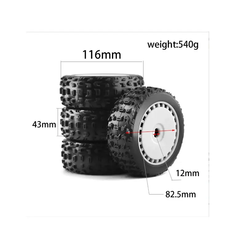 

4pcs 116mm 1/8 RC Off-Road Buggy Tires Wheel 17mm Hex for ARRMA Typhon Talion Redcat Team Losi Kyosho HPI WR8 HSP RC Car