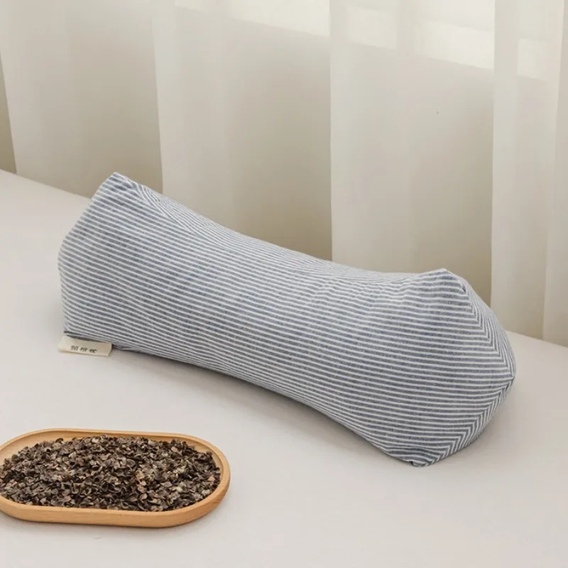 pure cotton three-dimensional triangular striped buckwheat pillow full buckwheat hull filling to protect cervical spine