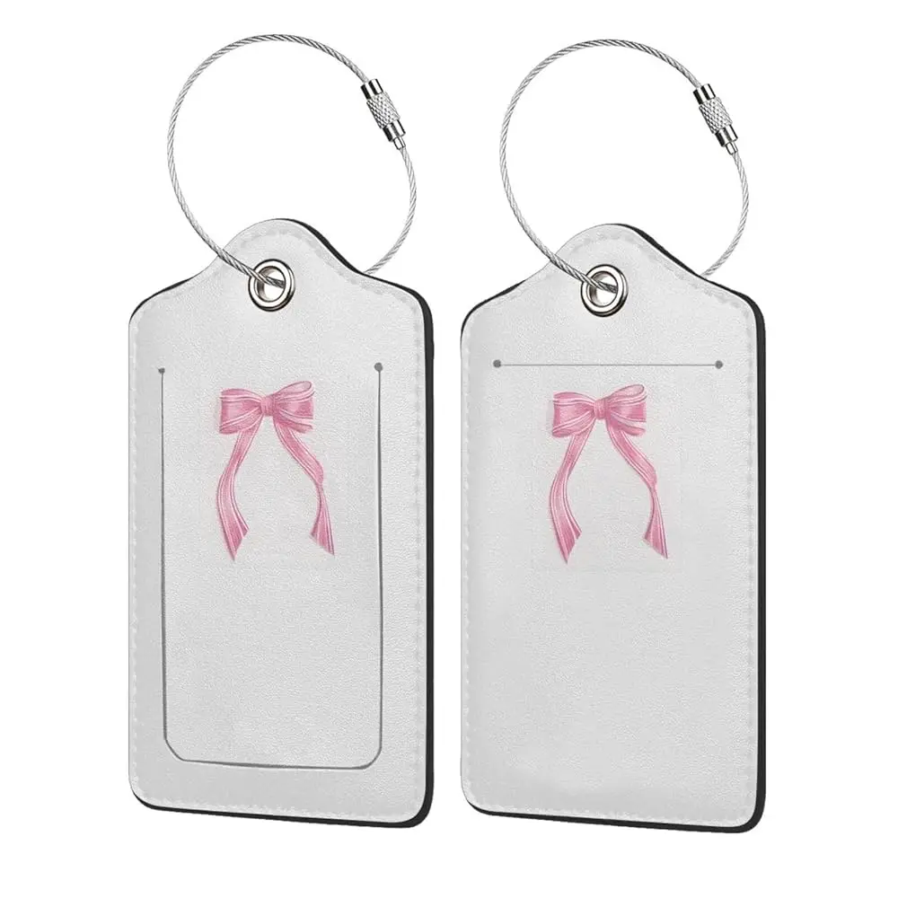 

2 Pcs Luggage Tags for Suitcase, Cute Unique PU Leather Travel Bag Tag with Privacy Cover ID Label Address Card and Durable M