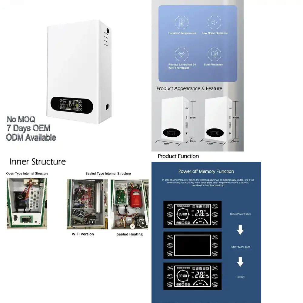 2026 Hot Sale  Zhen Ang 8KW Induction Wall Mounted Electric Combi Boiler for Heating and Shower