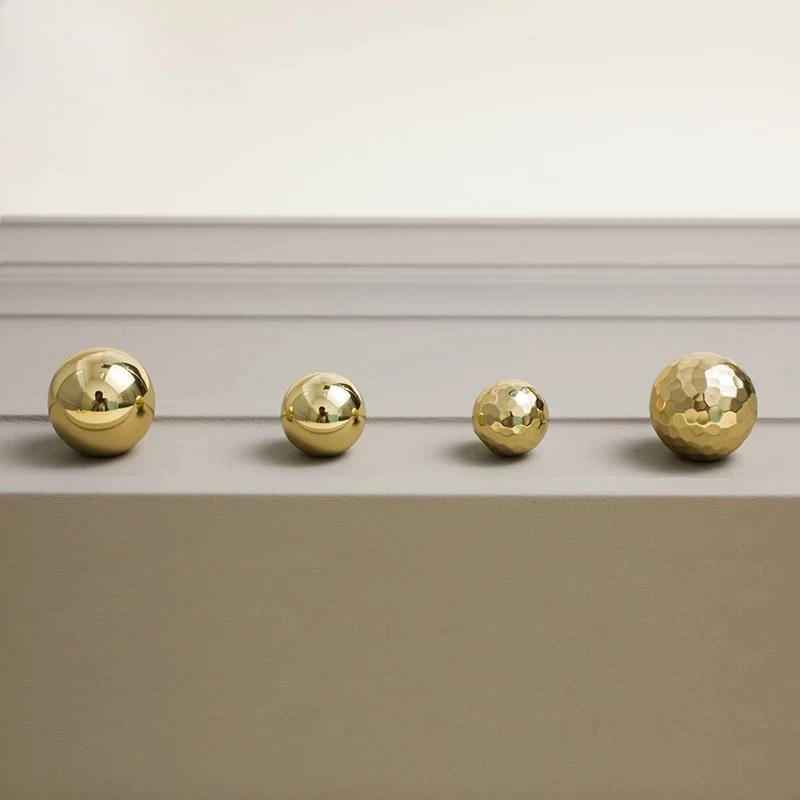 Handmade Hammer Mirror Pure Brass Handle Wardrobe Cabinet Shoe Cabinet Drawer Cabinet Door Knob Round Ball Single Hole Handle