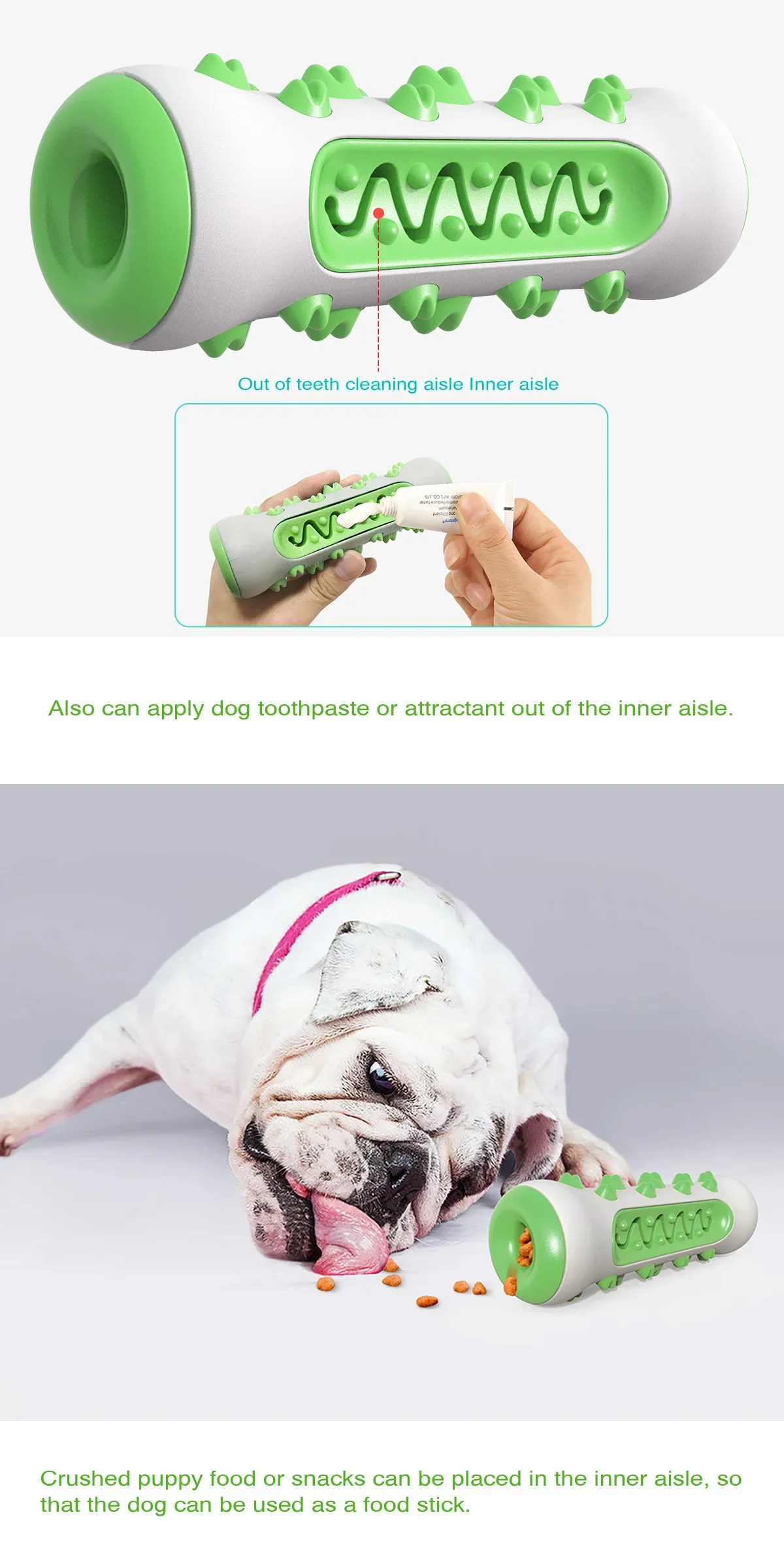 Rubber toothbrush shaped dog chew toy molar stick with textured surface, Coozy Paw USA4