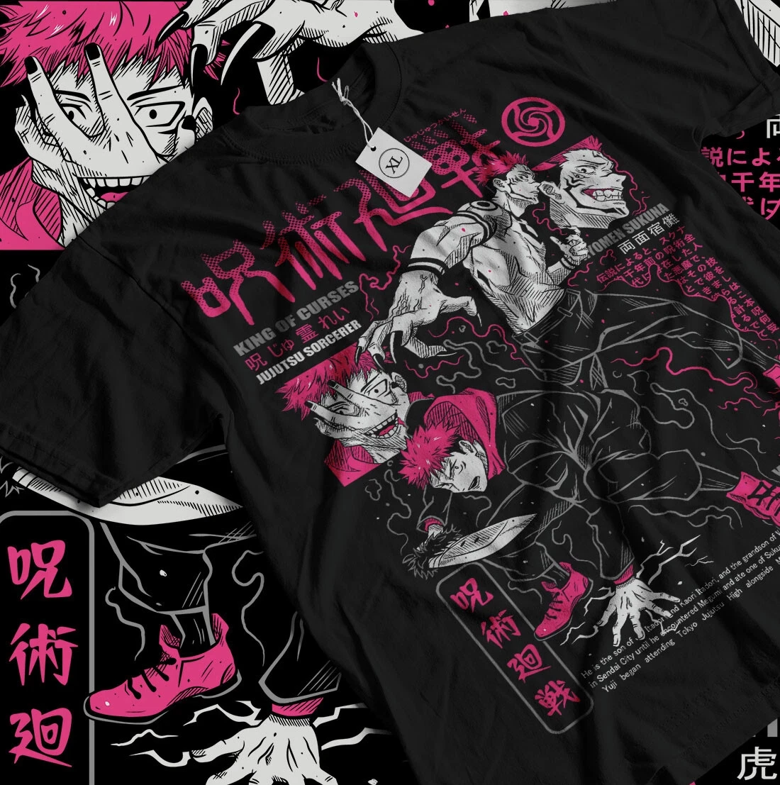2026 Sommer Jujutsu Kaisen Anime Ryomen Sukuna/Yuji Itadori Bedrucktes Lockeres Kurzarm-T-Shirt aus Reiner Baumwolle für Kinder Unisex