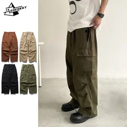 Wide-leg Cargo Pant Men Women Japanese Vintage Oversize Drawstring Trousers Pleated Multi-pocket Loose Casual Pant Street Unisex