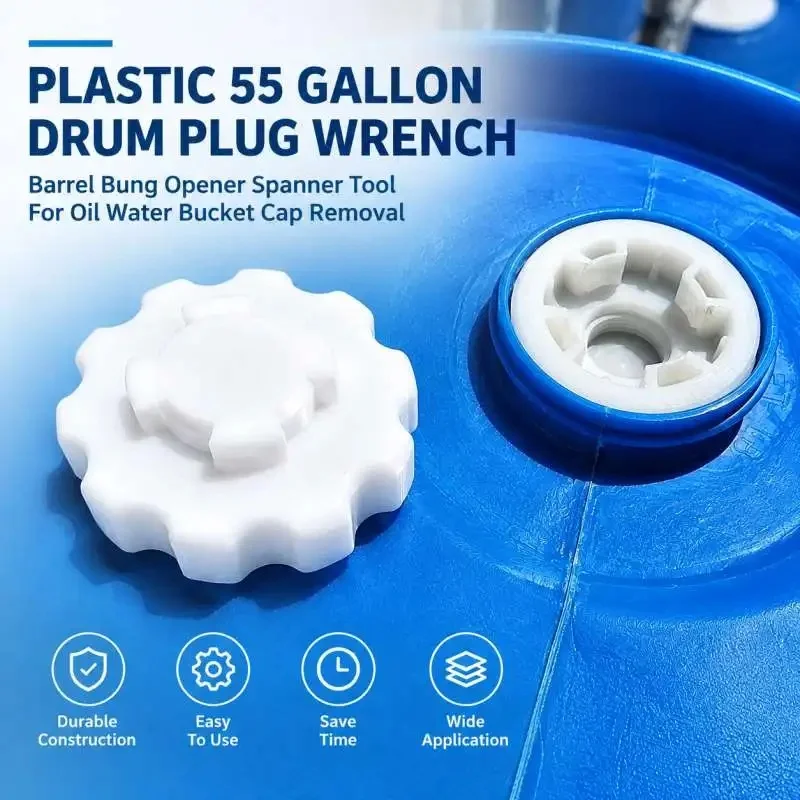 Plastic 55 Gallon Barrel Bung Wrench Drum Plug Remover Spanner Oil Water Bucket Cap Opening Hand Tool