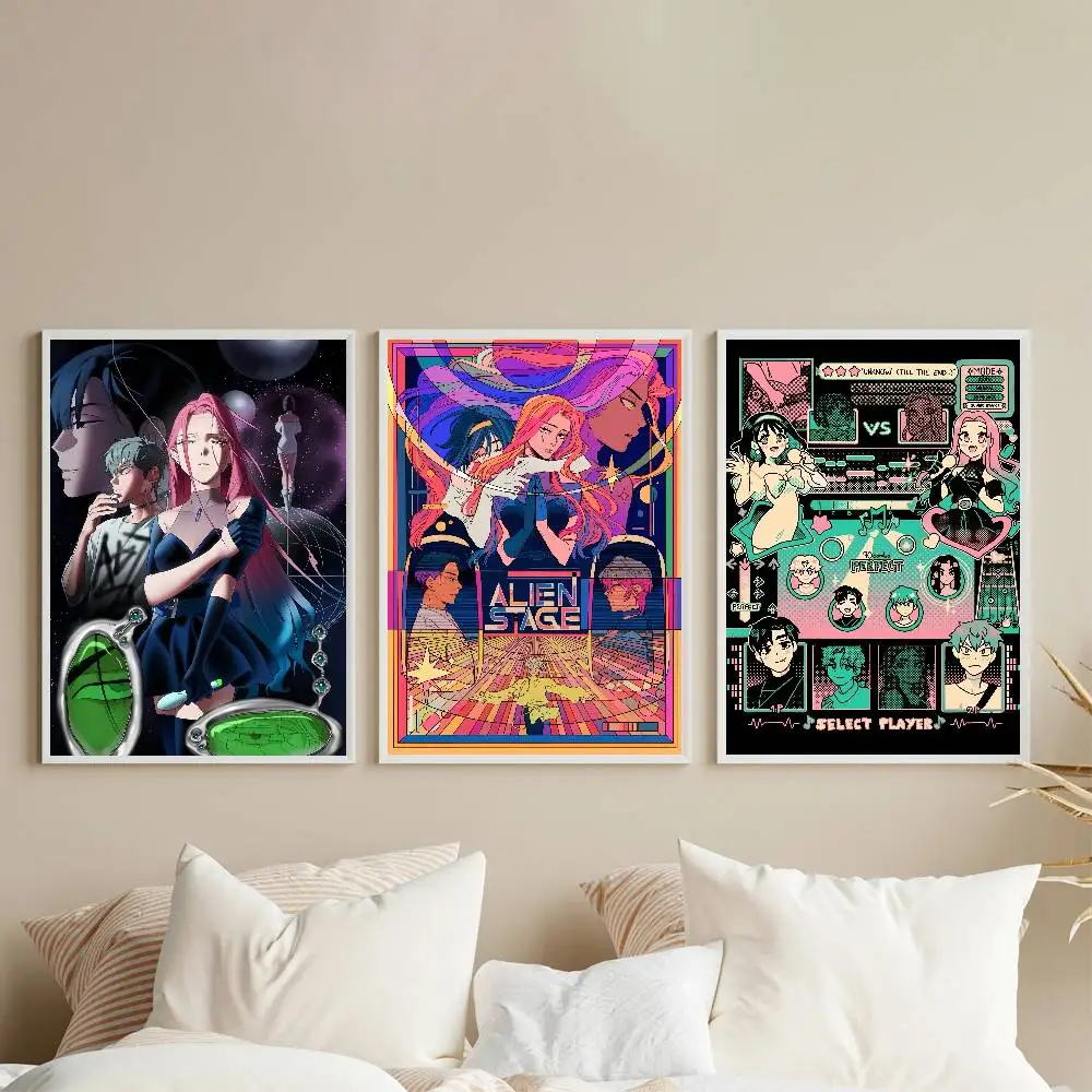 Movie A-Alien S-Stage Poster HD Paintings Self Adhesive Prints Waterproof Home Bedroom Living Room Decor Vintage Gift