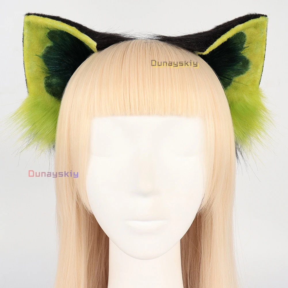 Luoxiaohei Anime Cosplay Cat Green Ear Headwear Tail Cute Prop Lovely Pet Headdress Lolita Costume Accessory Animal Headband