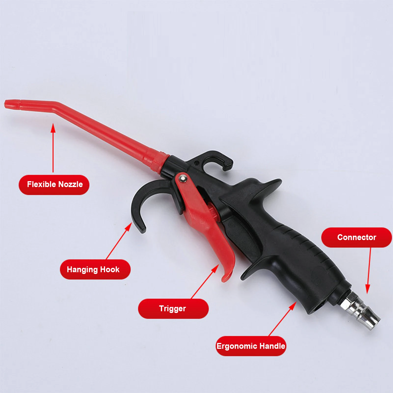 Air Blow Gun High Flow Air Blower Gun for Compressor with Extended Nozzle Dust Removal Tool for Car Cleaning Computer Cleaning