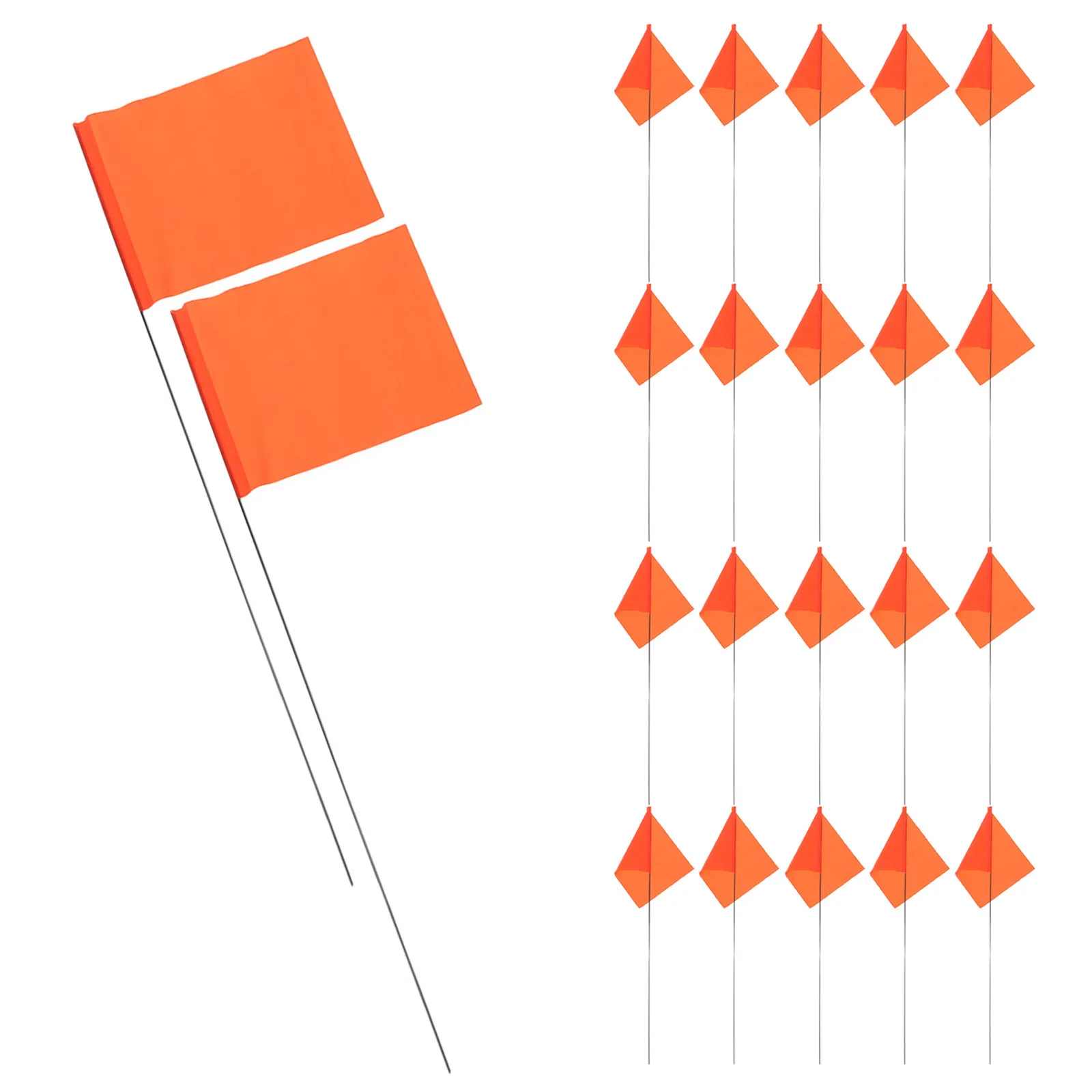 40Pcs Orange Yard Marking Flags 15x5 Inch Steel Wire Stakes for Sprinkler Landscape Survey Construction Boundary