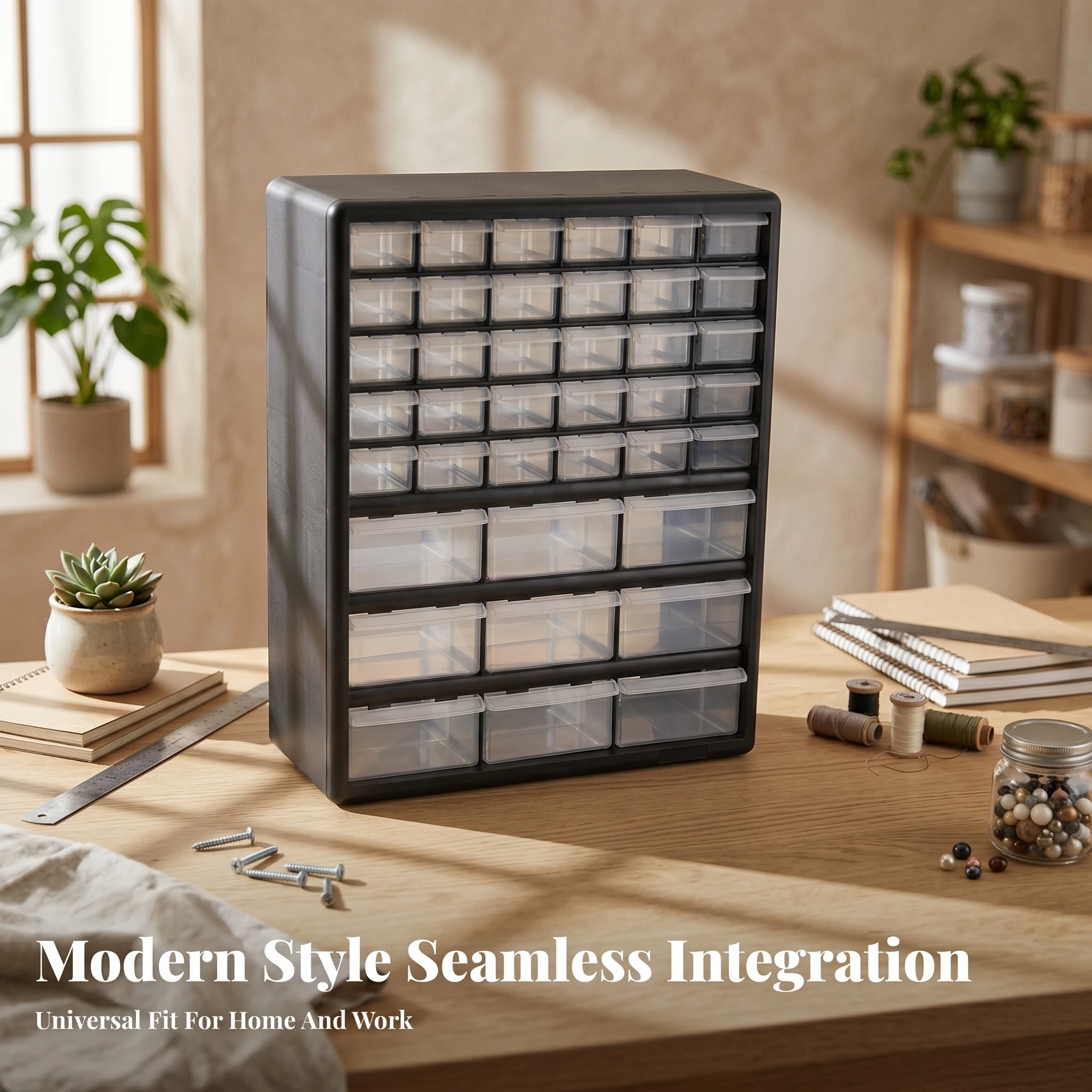 Multi Size Plastic Drawer Cabinet with Clear Drawers Small Parts Desktop Organizer for Workshop Home Office