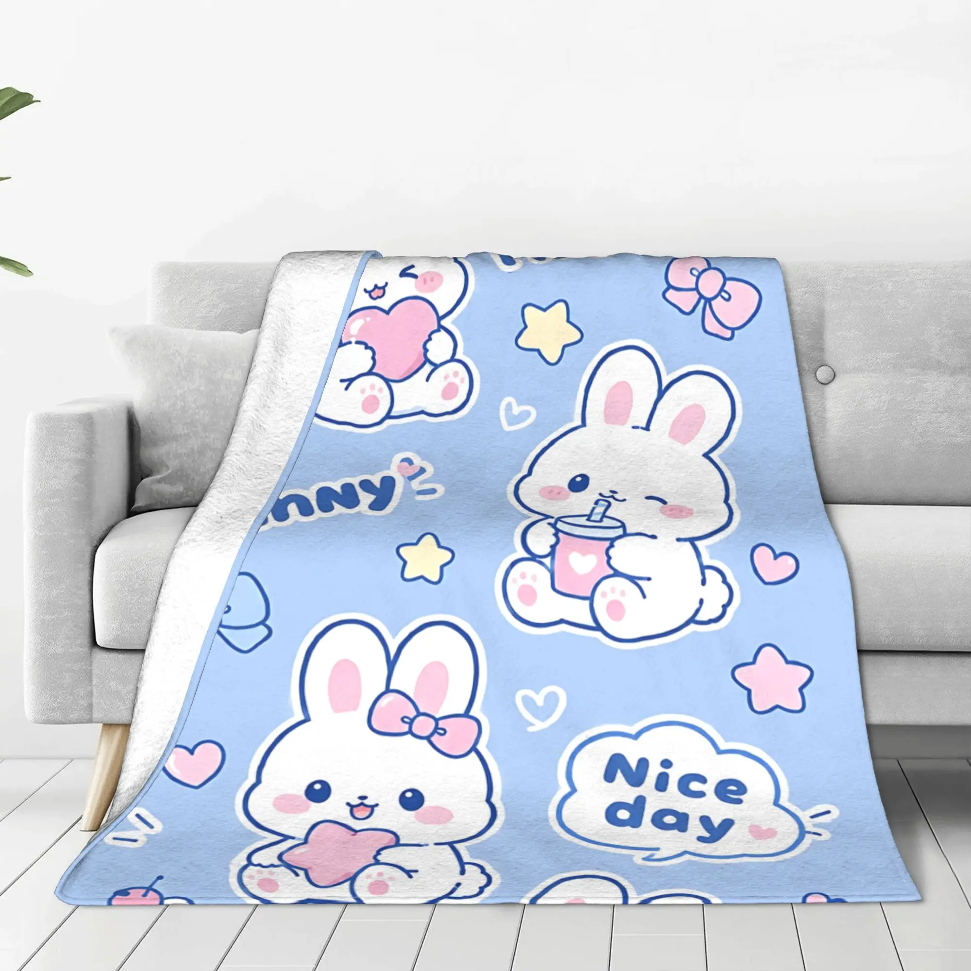 1PC Home Cute Kawaii Animal Patterns Blanket Throw Blanket  Novelty Warm Blanket All Season Gift for Happy Halloween Give Thanks