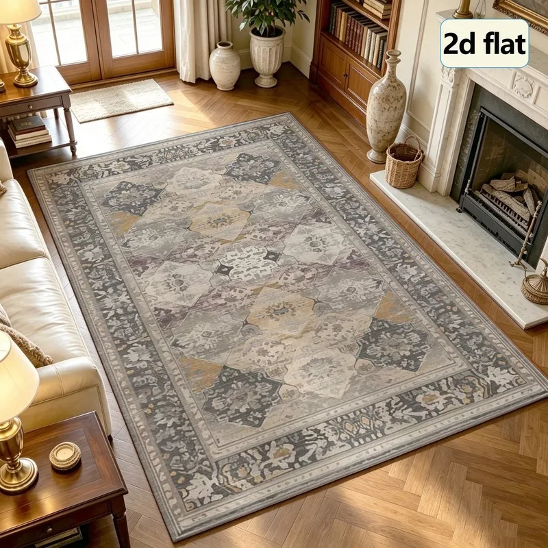 1 Piece of Vintage Traditional Carpet, Soft and Comfortable, Easy to Maintain, Machine Washable, Indoor Rug, Suitable for under Dining Tables, Farmhouses, Living Rooms, Bedrooms, Dining Rooms, Offices, Hallways, Entrances, and Home Decor.