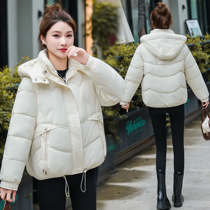 

Модная утепленная хлопковая куртка с капюшоном для женщин, зимняя теплая ветрозащитная свободная верхняя одежда, пальто бренда Lobeensind