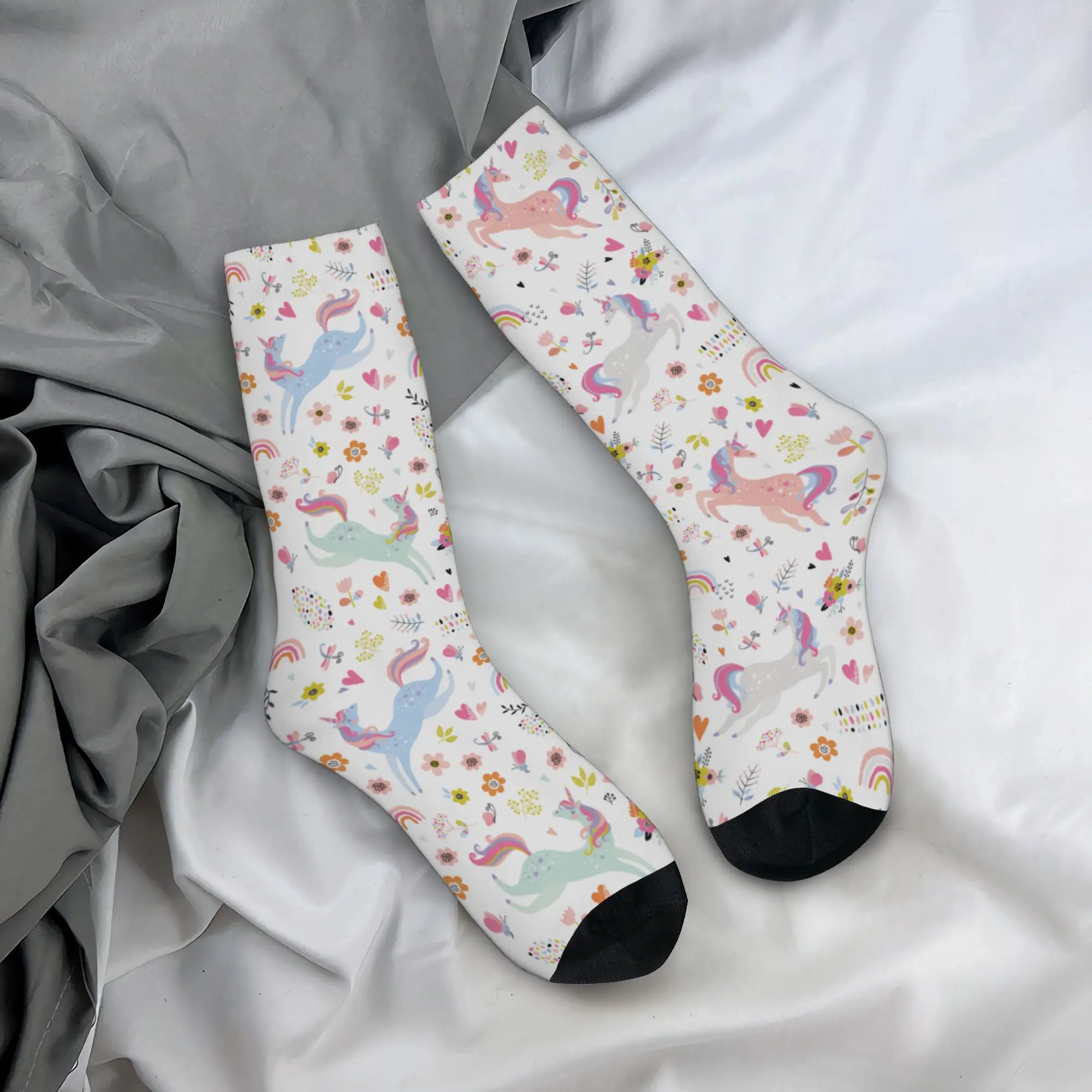 

Autumn Winter Casual Women Men Cartoon Cute Unicorn Socks Sweat Absorbing Football Socks