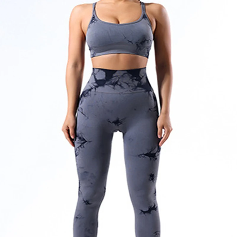 Sujetador deportivo Tie Dye sin costuras de alta elasticidad y Leggings, conjunto de Yoga, ropa deportiva, traje de entrenamiento