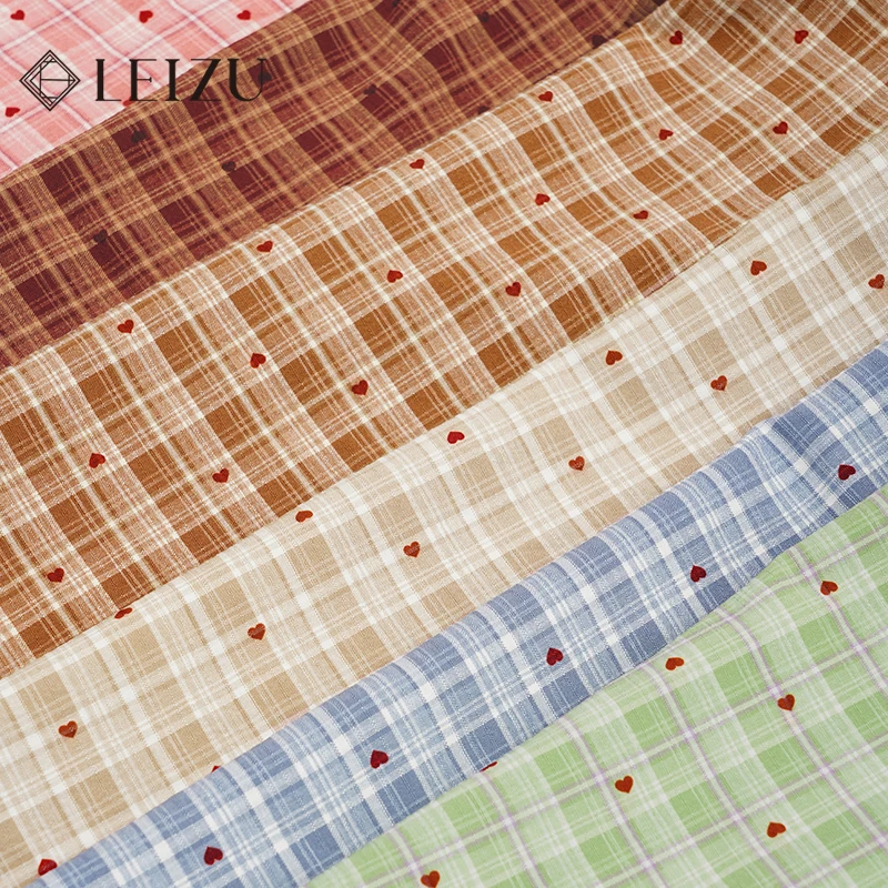 150x50cm Heart-shaped Printed Fabric Heart Love Checkered Fabrics Micro Elastic Soft for DIY Dress,Shirt,Tablecloth Sewing Cloth