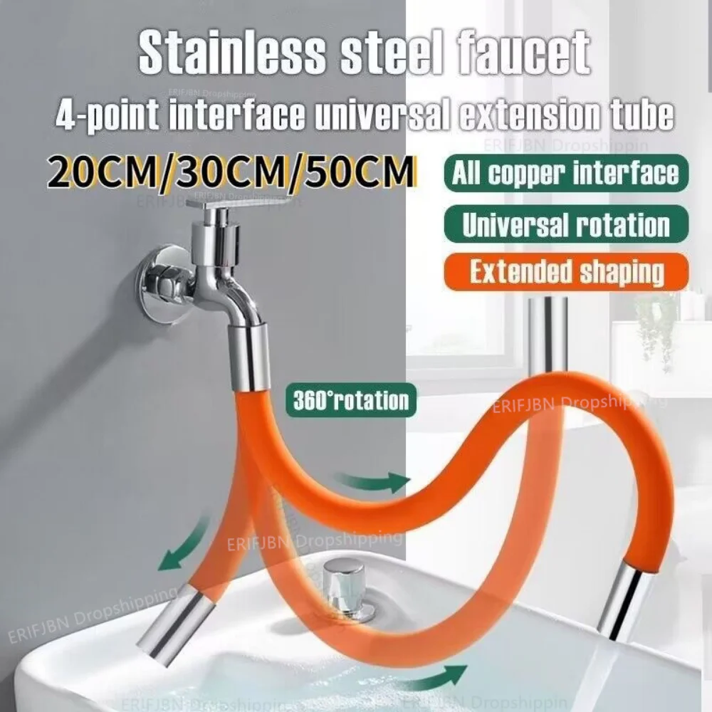 

New Kitchen Faucet Extender Hose Bathroom 360° Rotation Bending Tap Extension Wash Basin Water Saving Tap Filter Extension Tube