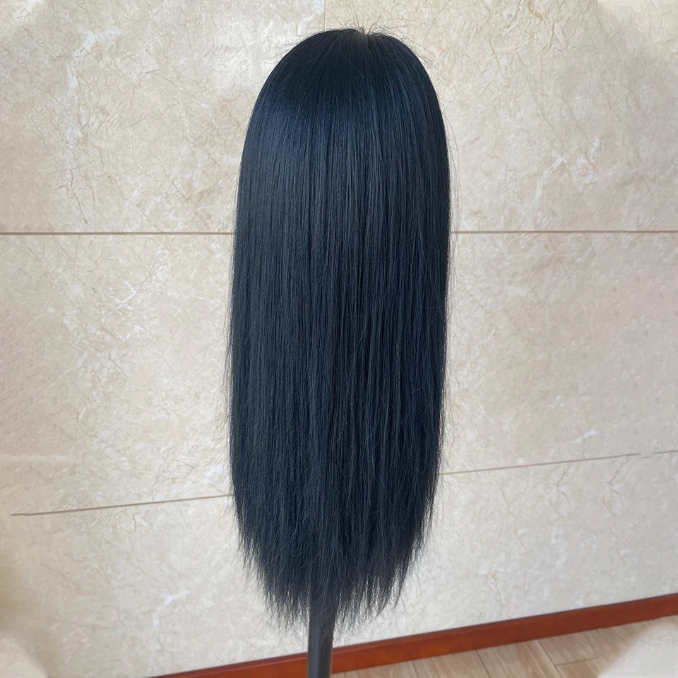 Cabeza de Maniquí de pelo liso sintético 100%, modelo para tejido, Estilismo, entrenamiento de peluquería, teñido permanente y cabello S, 25 pulgadas