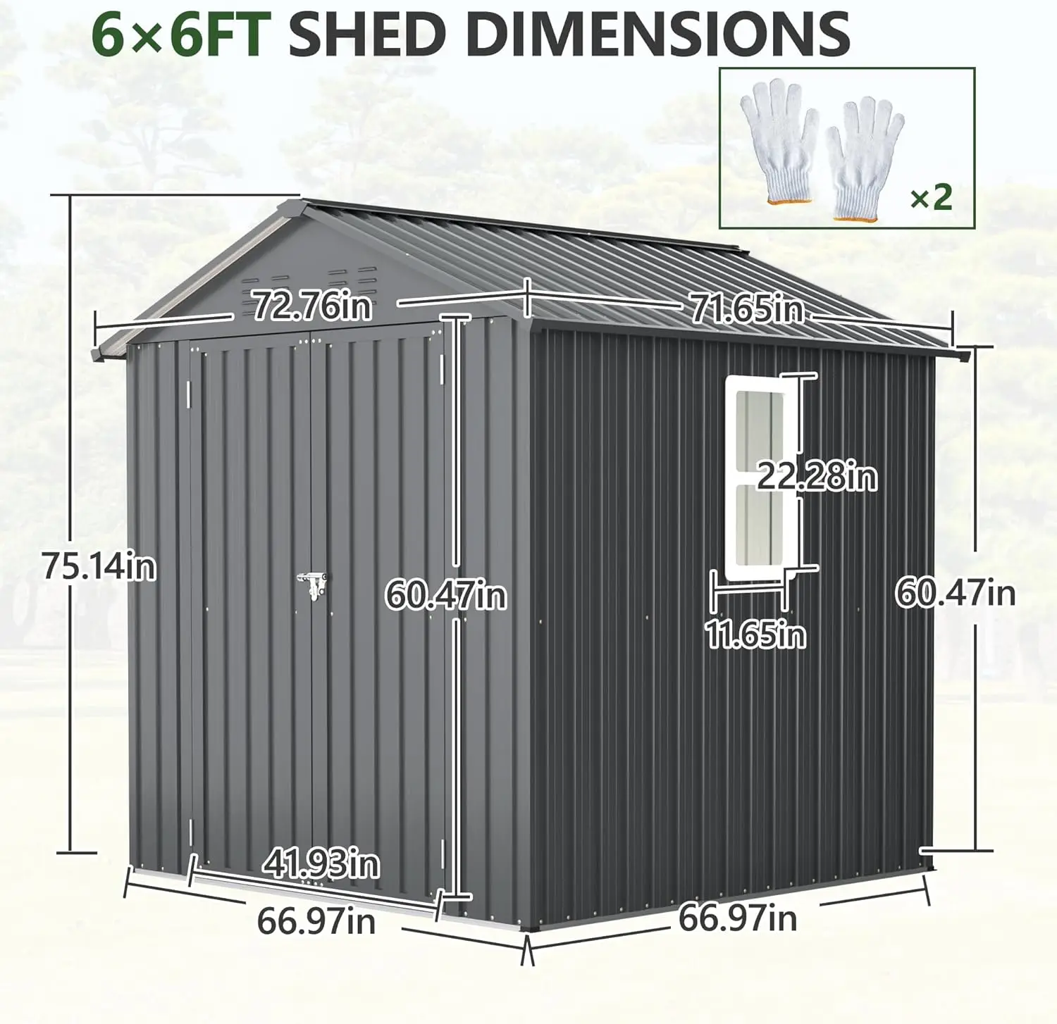Outdoor Backyard Patio Lawn Utility Storage, Metal Galvanized Steel, 6 X 6ft
