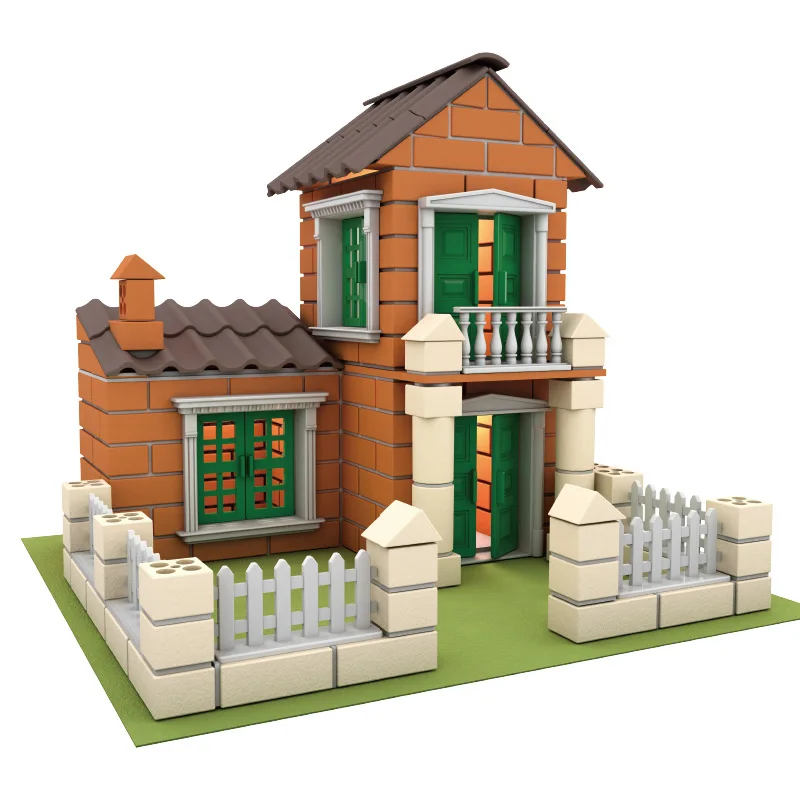 Fai da te casa in miniatura Villa simulazione cemento riutilizzabile Mini Pile Up Brick Assembly Model Building Block Kid builder Toy Gift