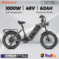 eAhora Juliet E-bike 1000W 48V 60Ah 20*4.0 Inch Fat Tires Off-Road Electric Mountain Bike Full Suspension Adult Electric Bicycle