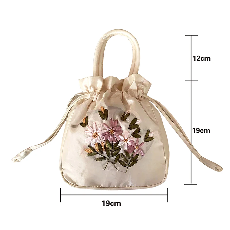 النمط الصيني الرجعية زهرة التطريز Crossbody الأعلى حقائب بيد المرأة الكتف الدانتيل الرباط دلو حقيبة محفظة للعملة حقائب اليد