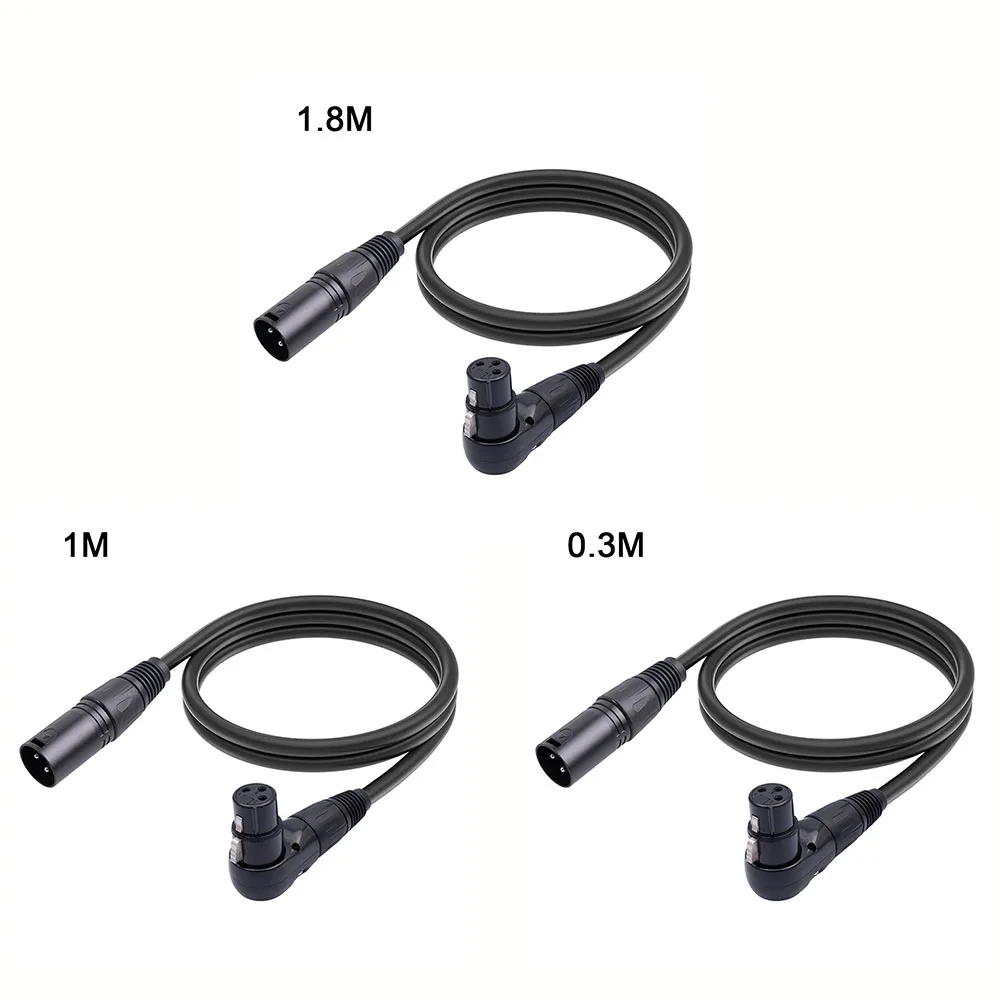 XLR Microphone Extension Cable Adapter 90 Degree Female To Straight Male Connector For Speaker Studio