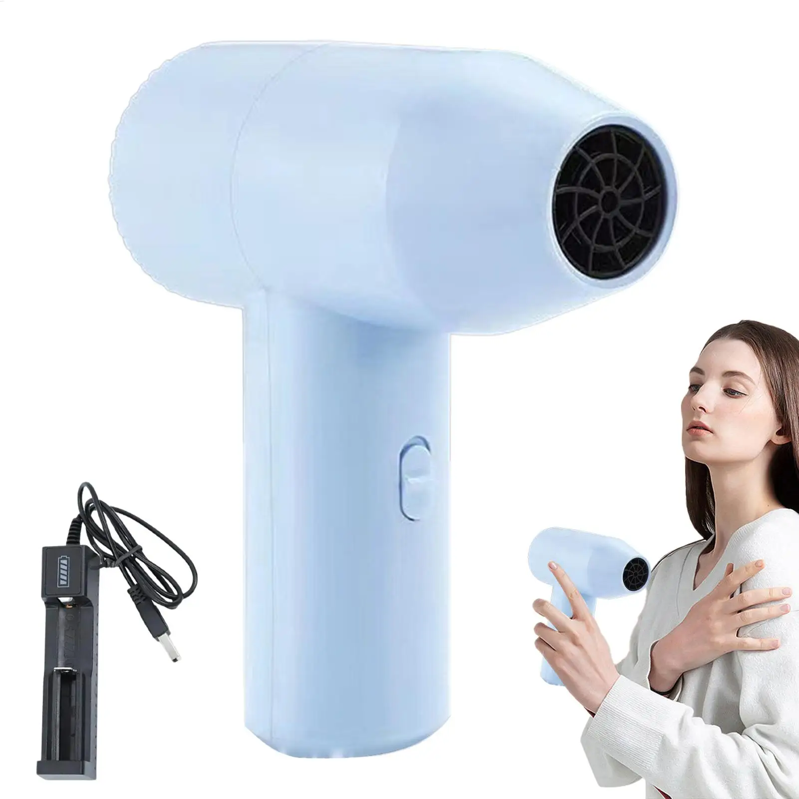 Cordless Lightweight Fast Drying Low Noise Hair Dryer, Hot/Cold Air Rechargeable Travel Blow Dryer for Camping Artists Students - view 5