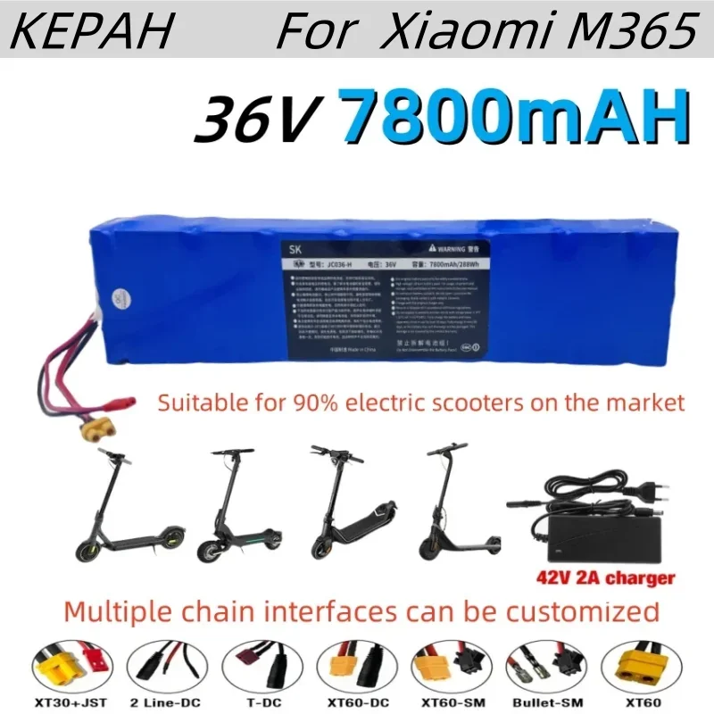 

10S3P 36V 7800mAh 36V lithium battery pack 18650 lithium battery suitable for Xiaomi M365 electric scooter battery+42V charger