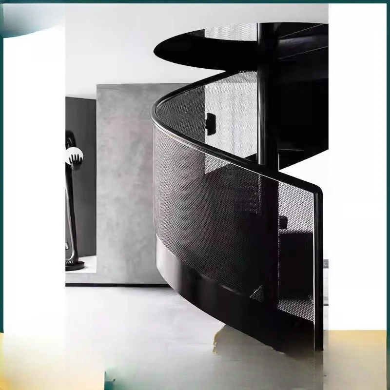 

Shanghai wrought iron rotating staircase steel frame straight ladder torsion arc rotating staircase glass handrail beamless s