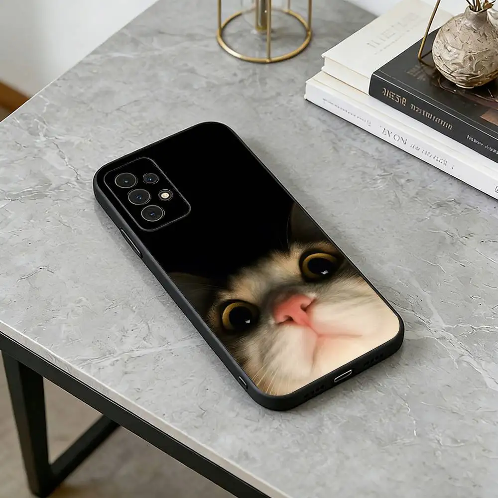 Funny Cute Cat   Phone Case Black Silicone Soft For Samsung S25,S24,S21,S22,S23,S30,Ultra,S20,Plus,Fe,Lite