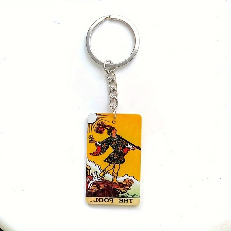 Acrylic Sun Moon Tarot Card Game Keychains For Friend New Creative Funny Devil Oracle Cards Pendent Bag Box Car Key Ring Jewelry