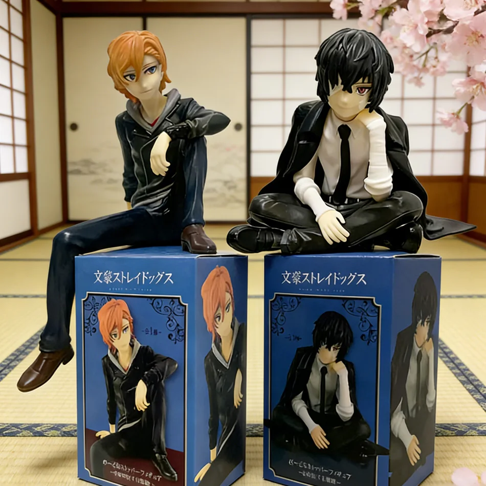 FuRyu Bungo Stray Dogs 12cm Dazai Osamu Noodles Press Figure Japanese Cartoon Figurines Collection Cute Toys