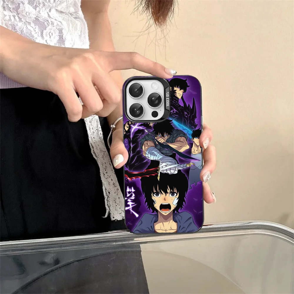 Anime sólo nivelační telefon pouzdro pro iPhone 16 15 14 13 12 11pro pro maxi X XR XSMAX 8 7 plus matná nárazuvzdorné zpět zakrýt