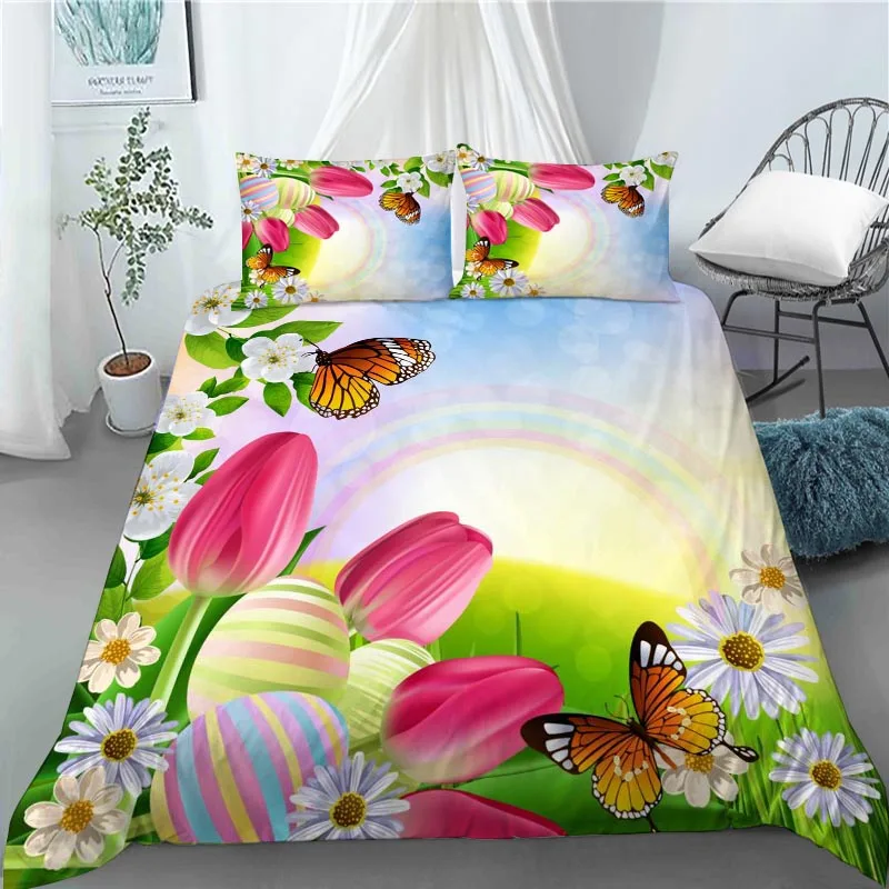 

Tulips Flower 1 Duvet Cover 2 Pillowcases Polyester Fabric Bedding Set Family Boy Kid Set Duvet Cover Set 1007