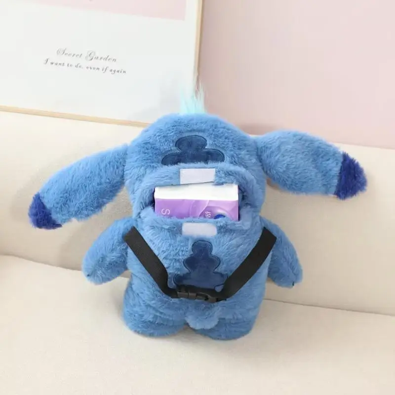 Stitch Seat Belt Protective Cover Cute Cartoon Soft Plush Car Headrest Neck Pillow Fashion Car Tissue Box Decor BIrthday Gift