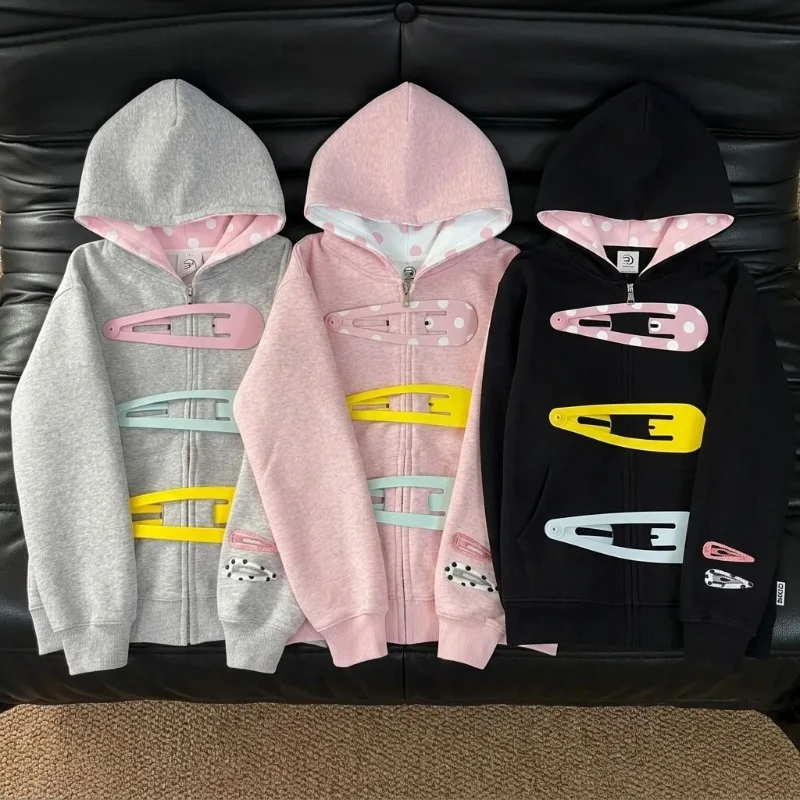 

Y2K Harajuku Jacket Women Streetwear Retro Oversized Coat Korea Fashion Casual Outerwear Aesthetic Japanese Style Clothes top