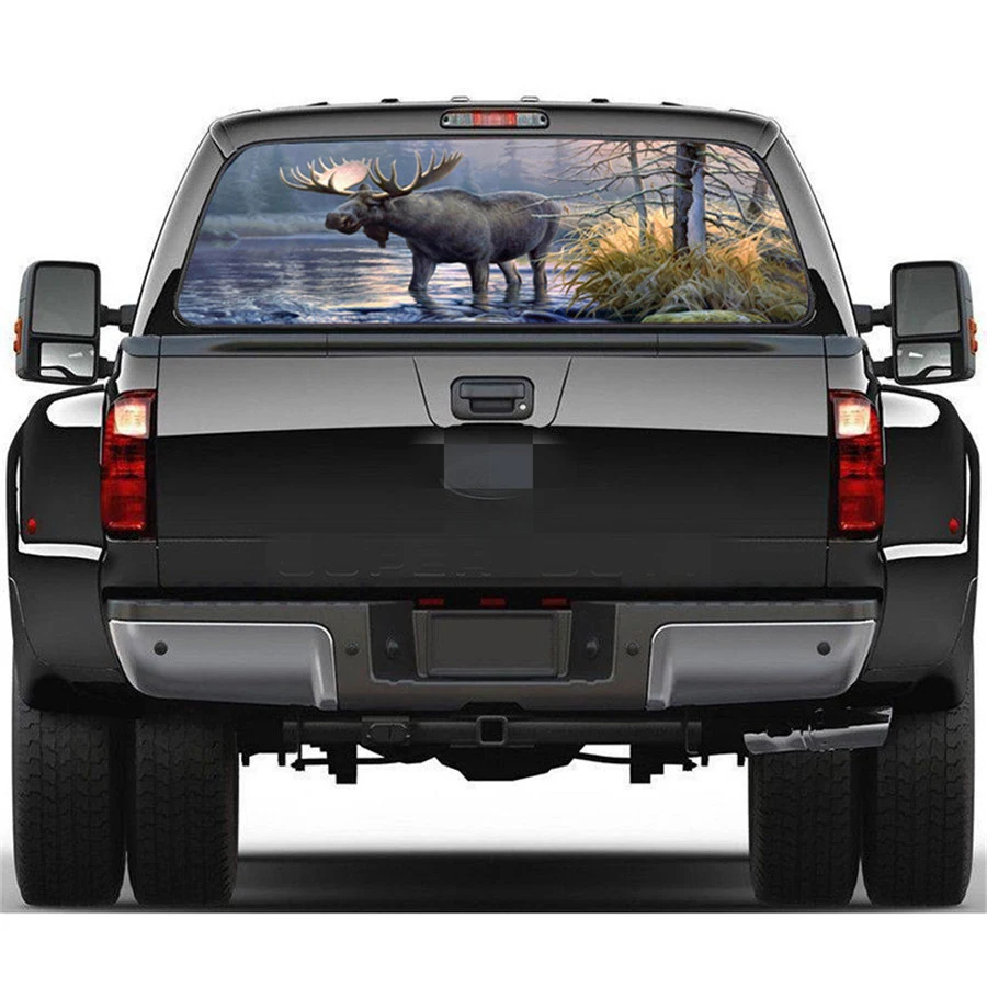 1pcs 22"x65" Rear Window Graphic Decal Forest Animals Moose Rear Window Sticker for Jeep SUV