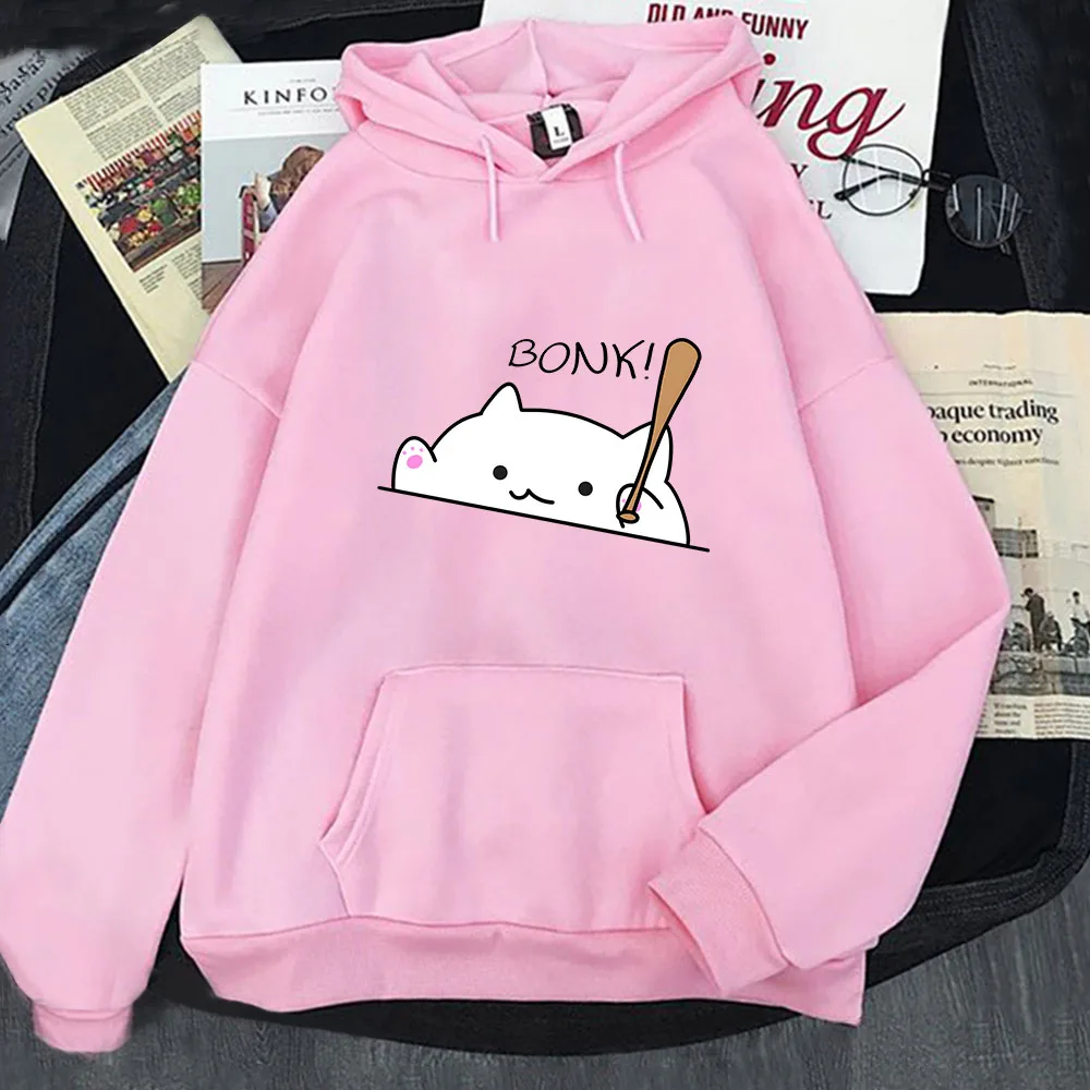 Bongo Cat Hoodies Kawaii Graphic Sweatshirts for Women Clothing Oversized Female Casual Long Sleeve Pullover Men\'s Y2k Clothes