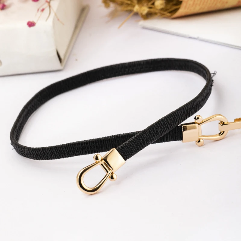 

Creative Waist Belt Metal Buckle Thin Elastic Waist Band Coat Dress Decoration Waist Belt On Pants Women Cloth Accessories