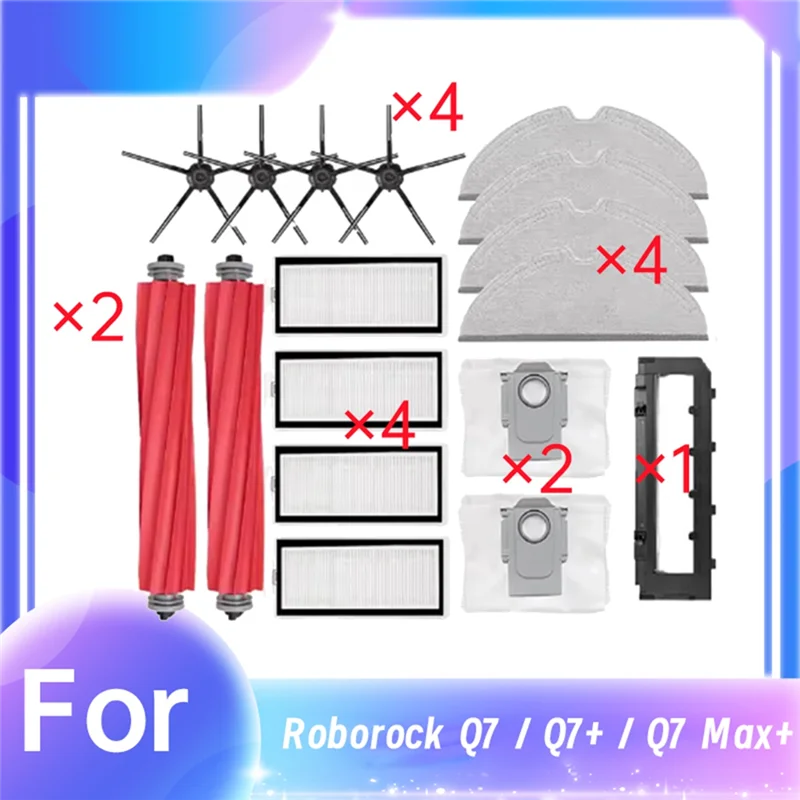 

RMWIN-Для Roborock Q7/Q7+/Q7 Max+ Подметальный робот Основная боковая щетка Швабра Фильтр Мешок для пыли Набор чехлов для основной щетки