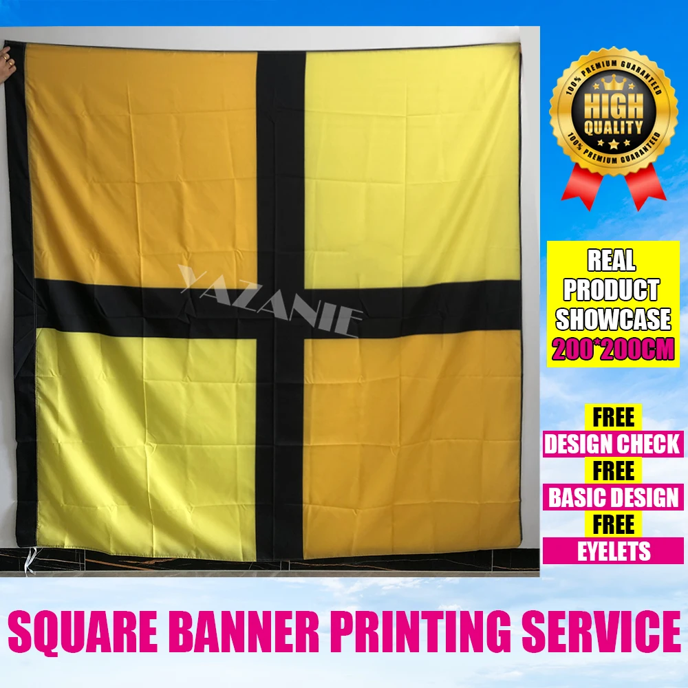 Square Custom Flags Any Size Single/Double Sided Polyester Brand Logo Personalized Printing Flags for Sport Team Event Company