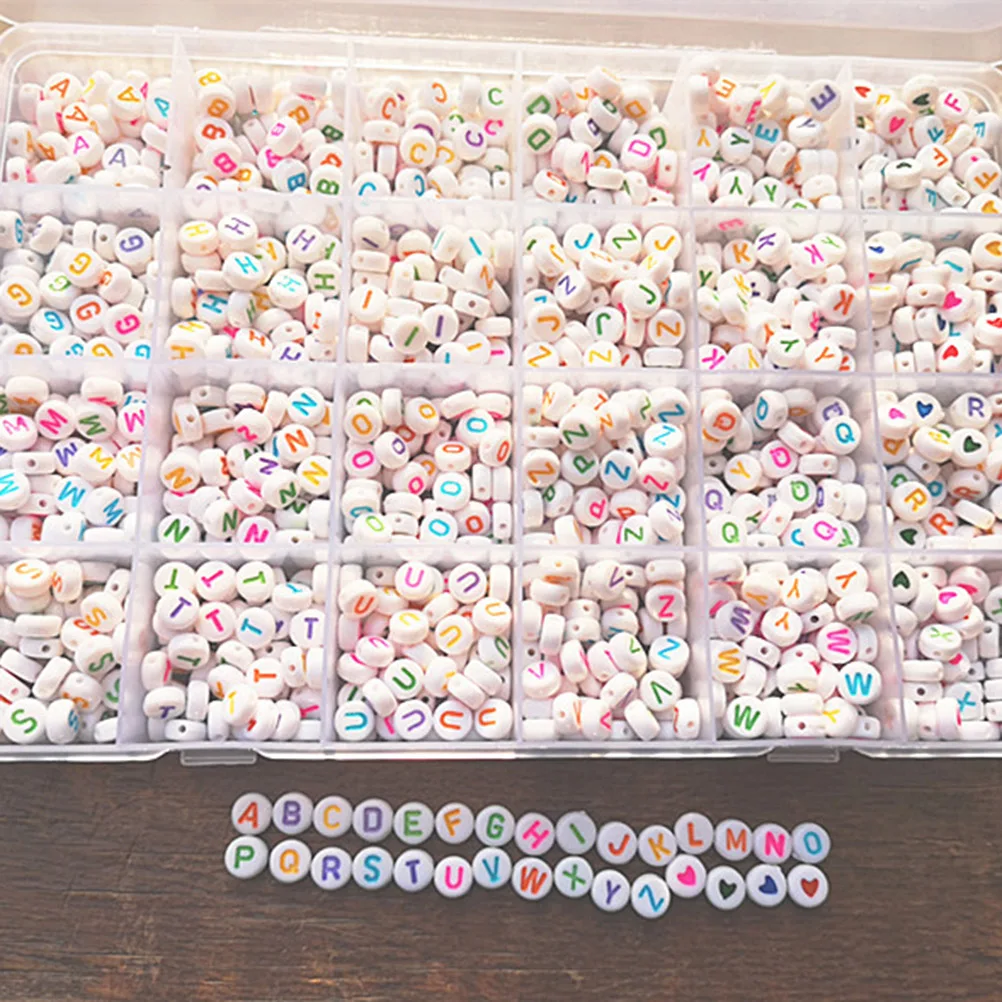 

1350 Pcs Color Letters Beads for Jewelry Making Oblate DIY Accessories Alphabet Child