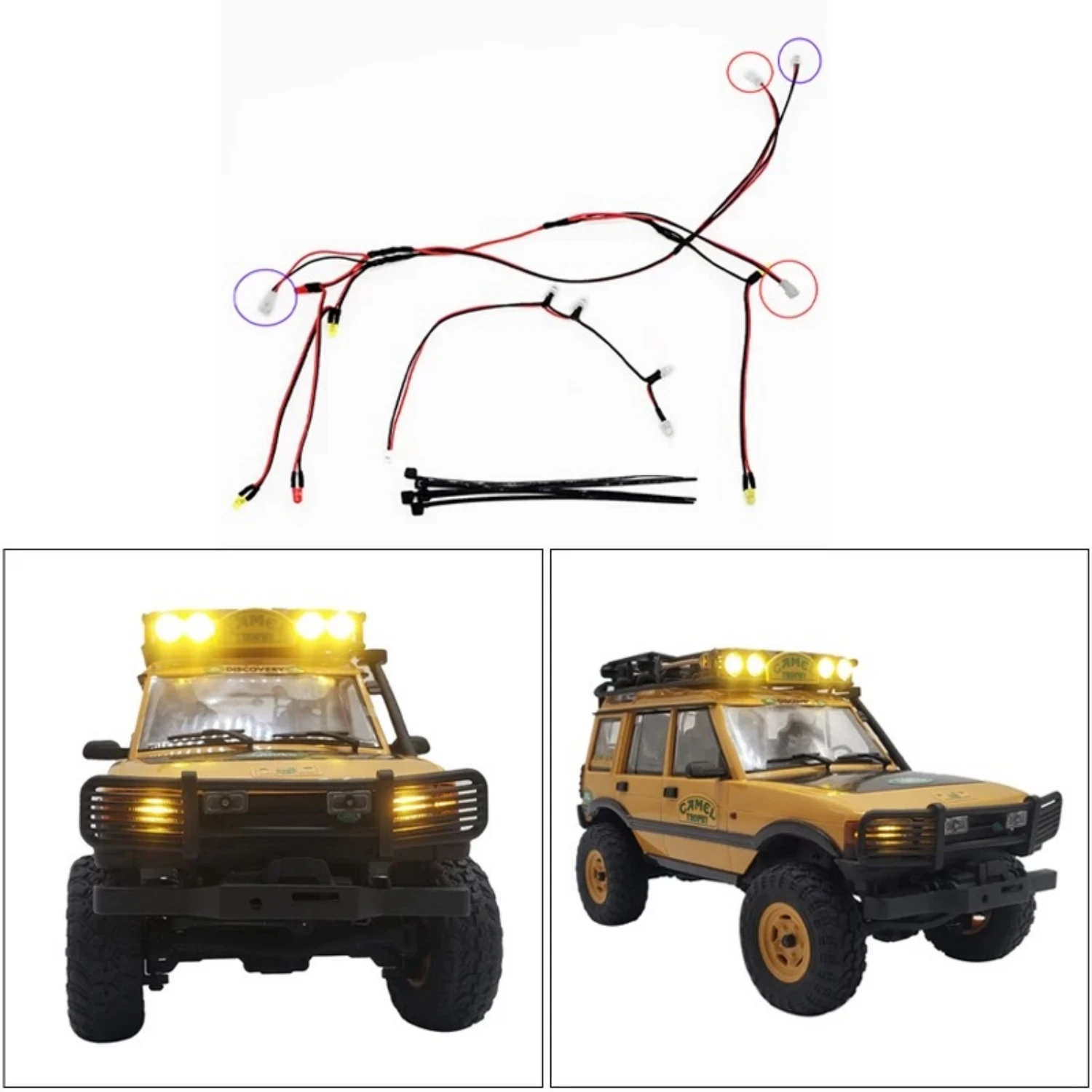 

LED Front and Rear Roof Light For FCX24-M FMS CAMEL Land Rover Discovery 1/24 RC Crawler Car Upgrade Modified Parts