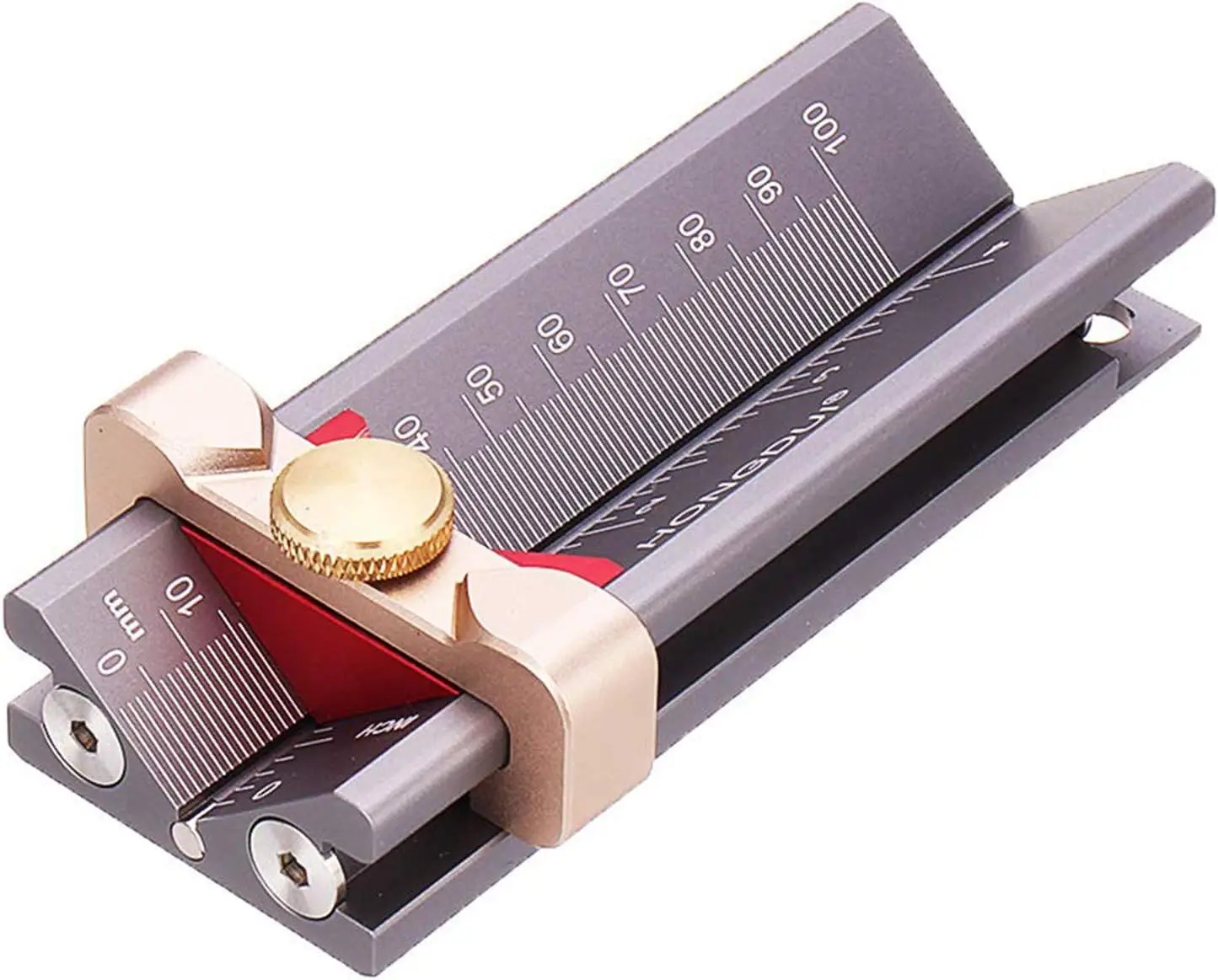 HONGDUI ZS03F 3‑in‑1 Woodworking Measuring Gauge, Drill Depth Stop, Drill Point Angle Grinding & Table Saw Height Gauge