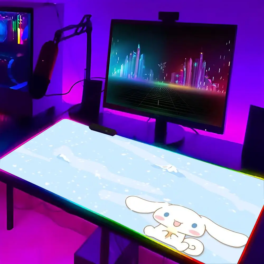 

cinnamoroll MINISO коврик для мыши киберспортивные игроки светодиодный RGB чехол для клавиатуры настольный коврик красочная поверхность водонепроницаемый компьютерный игровой CS lol