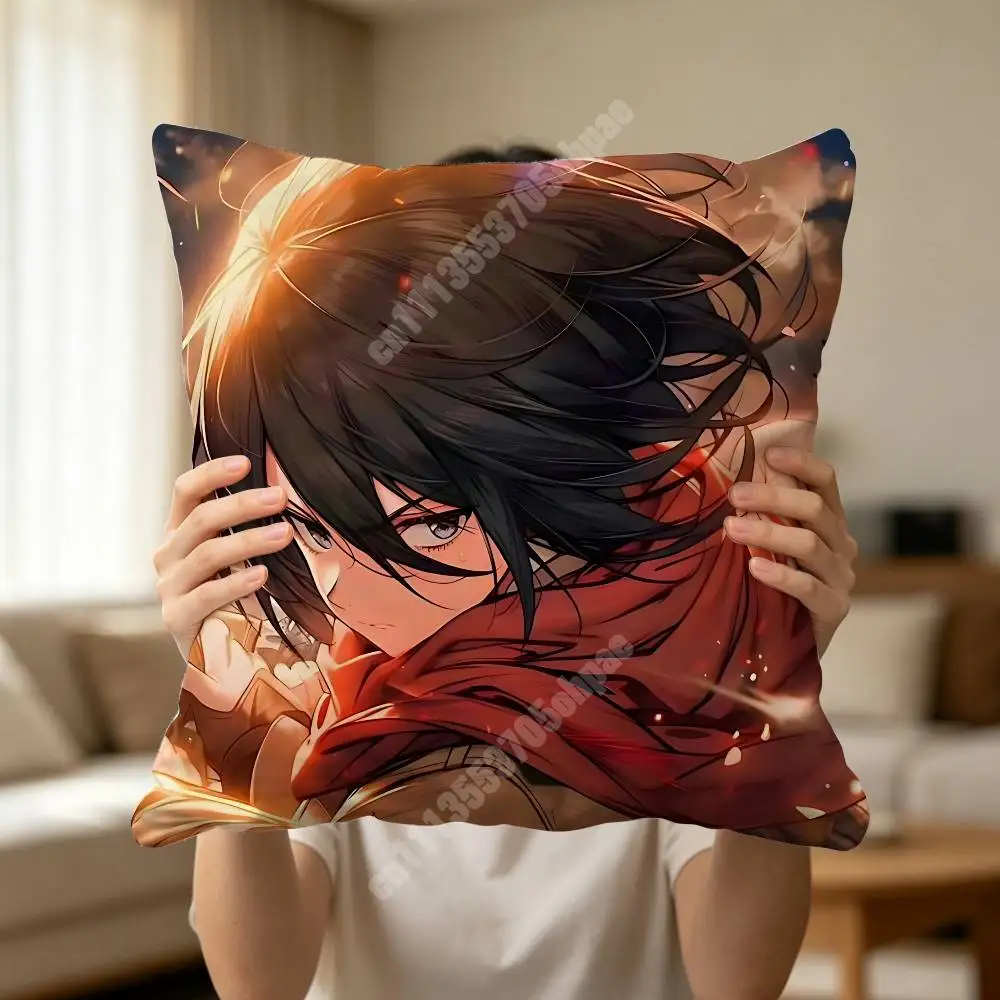 A-Attack On Titan-S Levi Eren Mikasa Sofa Couch Pillow Cover Cushion Case Cozy Bedroom Accent Studio Furnishing